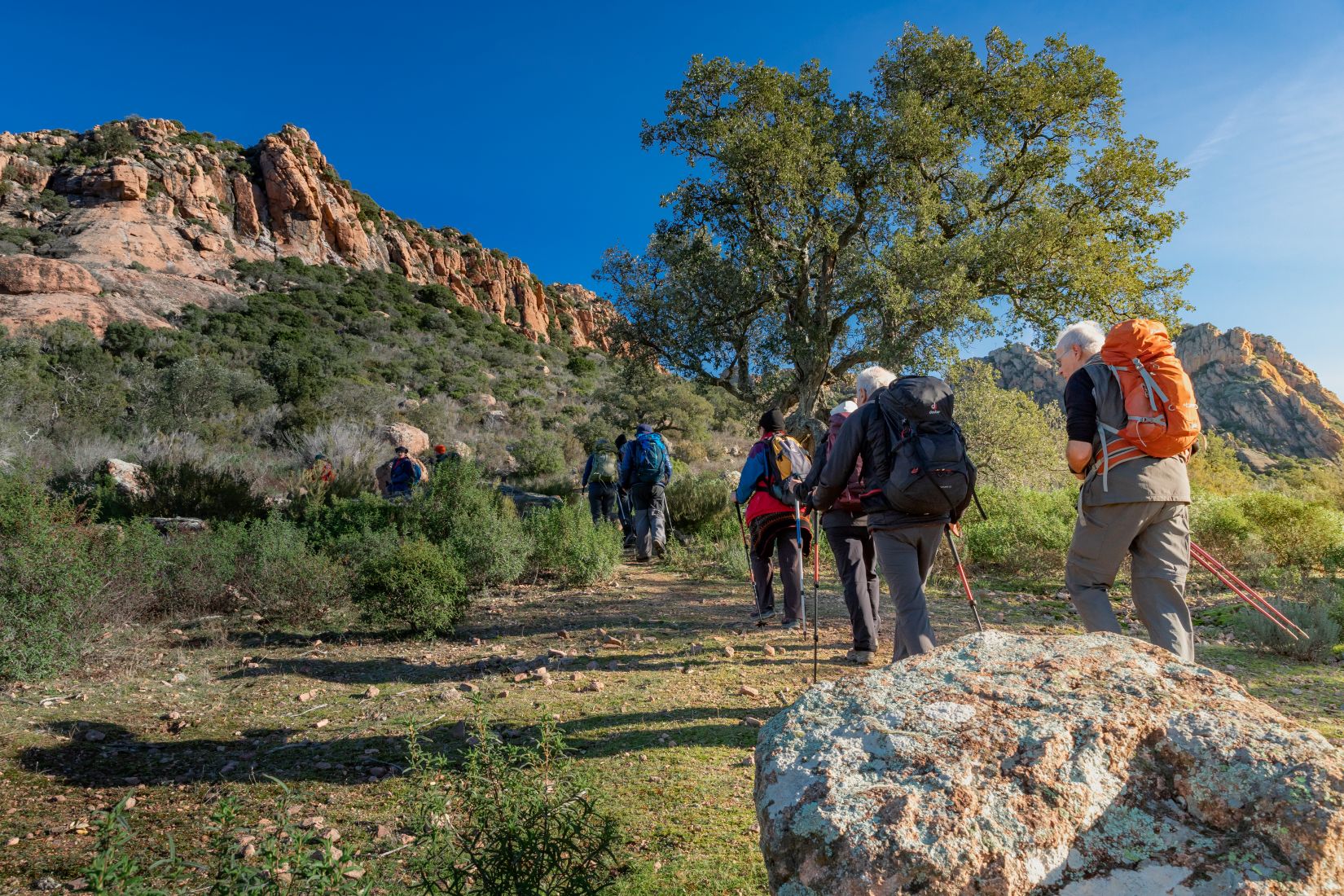 groupe de randonneurs au rocher de Roquebrune